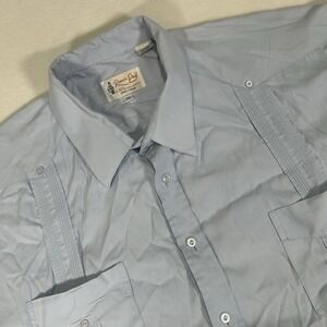 Ramon Puig Guayabera Classic Mens XXL Blue 4 Pocket Cuban Short Sleeve‎ Shirt